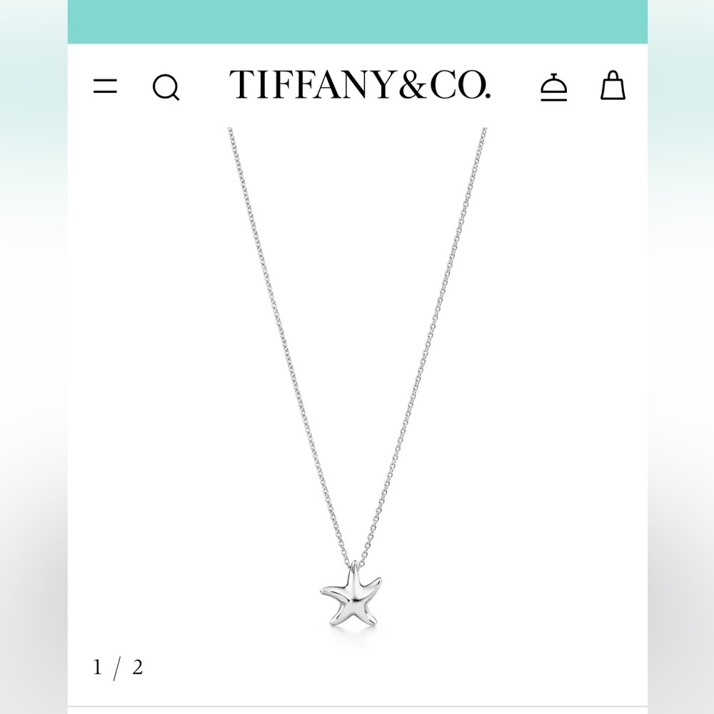Tiffany & Co. Elsa Peretti Starfish Pendant Necklace 925 Sterling Silver, 16"